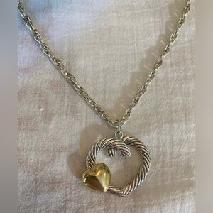Premier Designs Two Tone Silver Tone‎ Gold Tone Heart Pendant Necklace